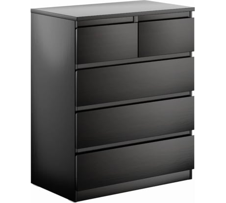 Комод Шведский Стандарт МАЛЬТА 5 ящиков, 80x48x98 см, черный, дуб венге 2.05.02.080.5