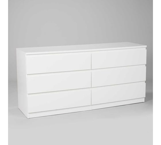 Комод Шведский Стандарт МАЛЬТА 6 ящиков, 160x48x76 см, белый 2.05.02.060.1
