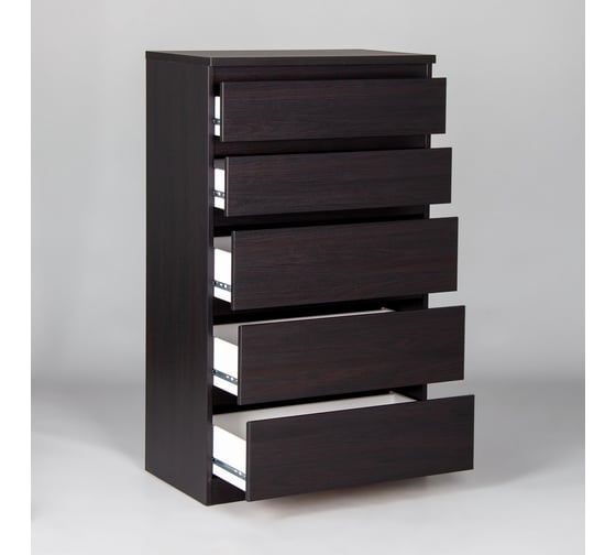 Комод Шведский Стандарт КАСТОР 5 ящиков, 65x39x111 см, черный, дуб венге 2.03.02.070.5