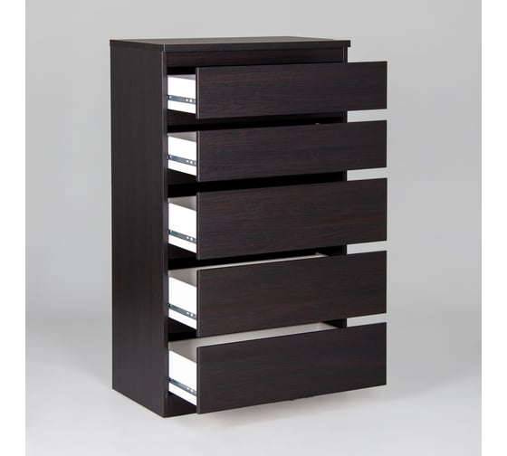 Комод Шведский Стандарт КАСТОР 5 ящиков, 65x39x111 см, черный, дуб венге 2.03.02.070.5