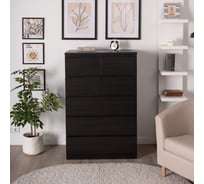 Комод Гуд ЛАКК МАЛЬТА 6 ящиков, 80x48x121 см, черный, дуб венге 2.05.02.100.5