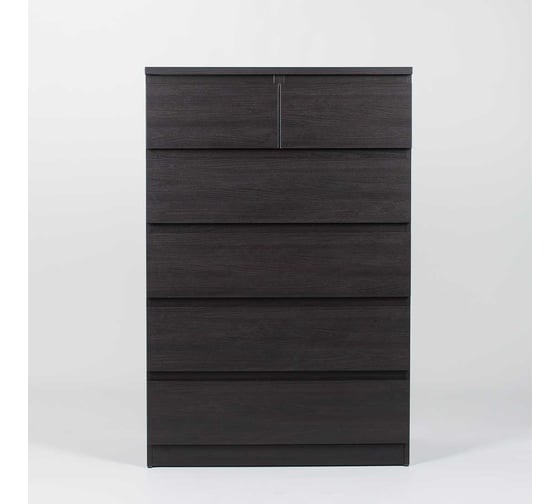 Комод Гуд ЛАКК МАЛЬТА 6 ящиков, 80x48x121 см, черный, дуб венге 2.05.02.100.5