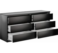 Комод Гуд ЛАКК МАЛЬТА 6 ящиков, 160x48x76 см, черный, дуб венге 2.05.02.060.5