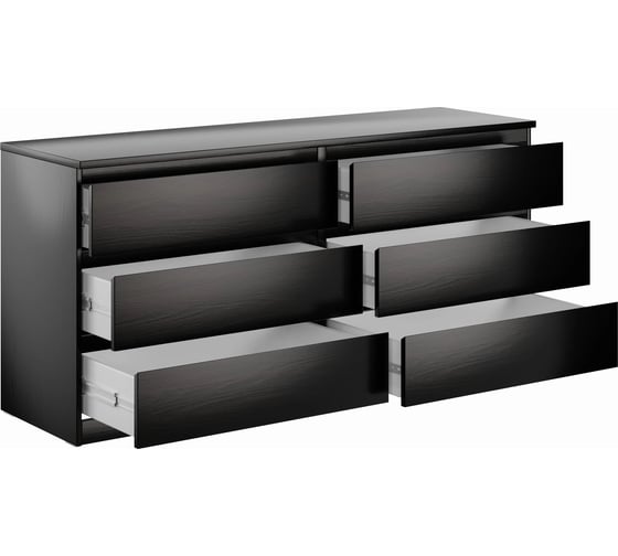 Комод Шведский Стандарт МАЛЬТА 6 ящиков, 160x48x76 см, черный, дуб венге 2.05.02.060.5