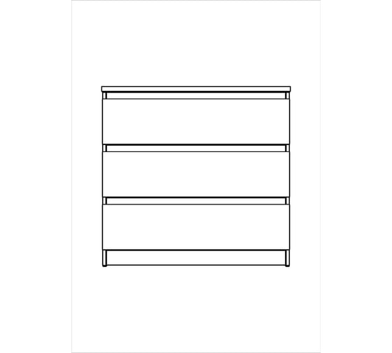 Комод Шведский Стандарт МАЛЬТА 3 ящика, 80x48x76 см, белый 2.05.02.040.1