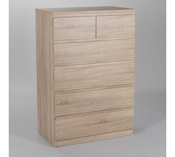 Комод Шведский Стандарт МАЛЬТА 6 ящиков, 80x48x121 см, бежевый, дуб сонома 2.05.02.100.3