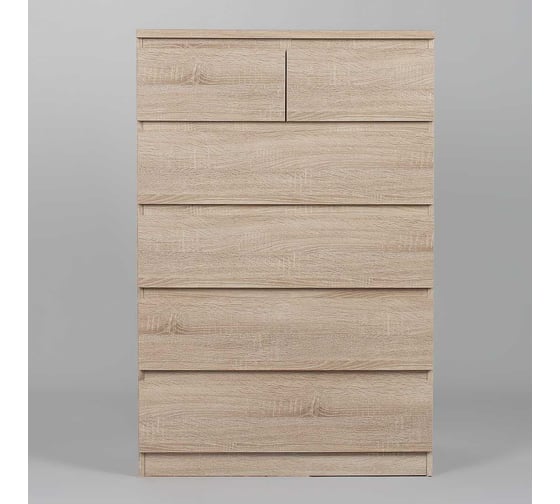 Комод Шведский Стандарт МАЛЬТА 6 ящиков, 80x48x121 см, бежевый, дуб сонома 2.05.02.100.3