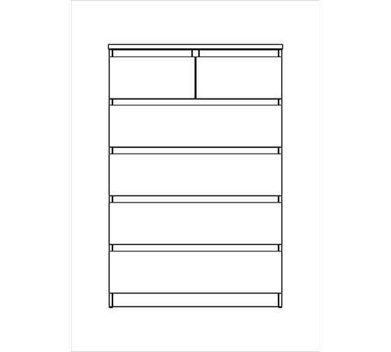 Комод Шведский Стандарт МАЛЬТА 6 ящиков, 80x48x121 см, бежевый, дуб сонома 2.05.02.100.3