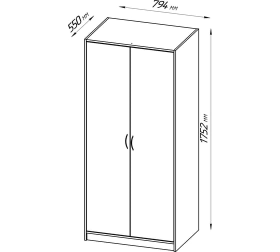 Шкаф Шведский Стандарт ОРИОН 2 двери, 79x55x175 см, бежевый, дуб сонома 2.01.01.020.3