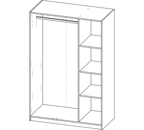 Шкаф Шведский Стандарт ОРИОН 3 двери, 117x55x175 см, белый 2.01.01.030.1