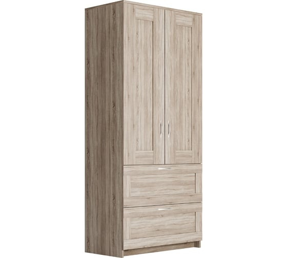 Шкаф Шведский Стандарт СИРИУС 2 двери и 2 ящика, 78x50x190 см, бежевый, дуб сонома 2.02.01.070.3