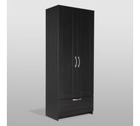 Шкаф Гуд ЛАКК СИРИУС 2 двери и 1 ящик, 78x41x190 см, черный, дуб венге 2.02.01.240.5