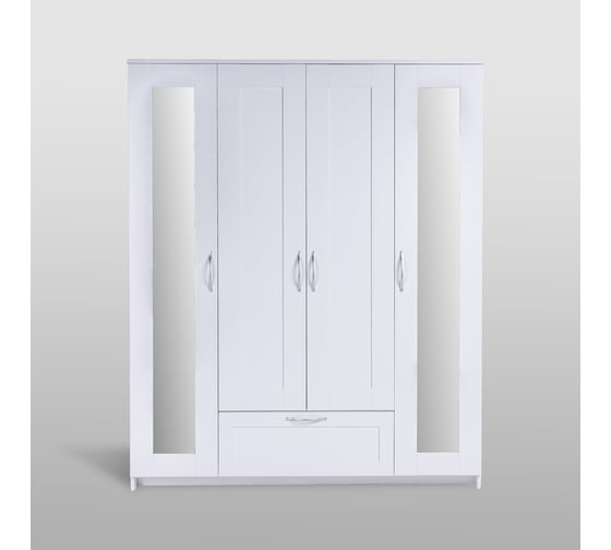 Шкаф Шведский Стандарт СИРИУС 4 двери и 1 ящик с зеркалами, 156x50x190 см, белый 2.02.01.042.1