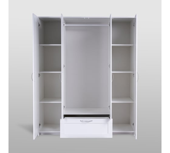 Шкаф Шведский Стандарт СИРИУС 4 двери и 1 ящик с зеркалами, 156x50x190 см, белый 2.02.01.042.1