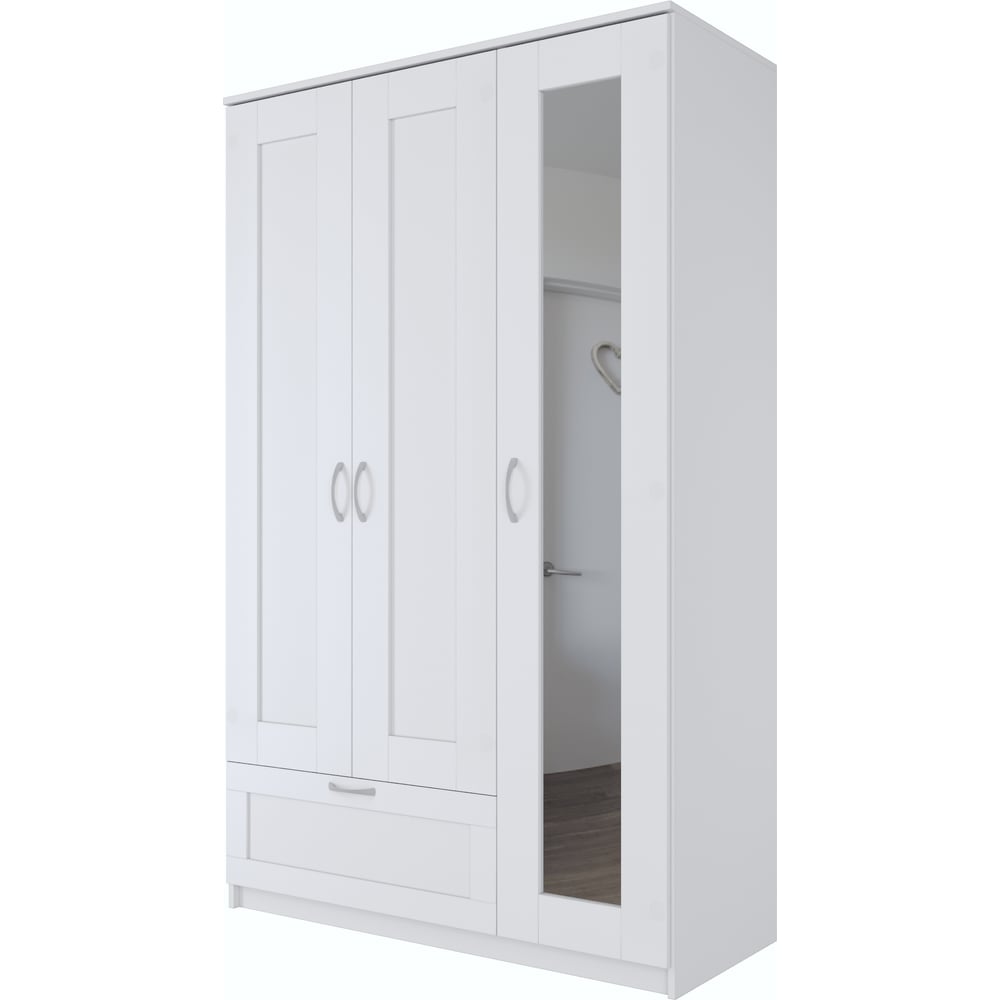 Шкаф Шведский Стандарт СИРИУС 3 двери и 1 ящик, 117x50x190 см, белый 2 ...