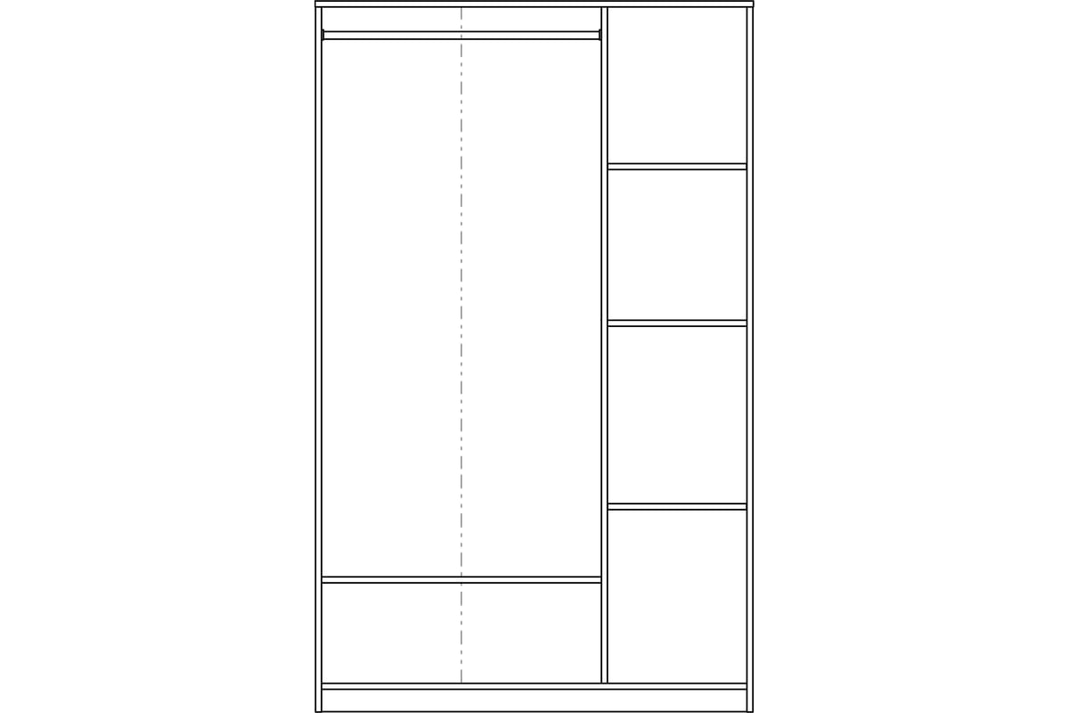 Шкаф Шведский Стандарт СИРИУС 3 двери и 1 ящик, 117x50x190 см, белый  2.02.01.030.1