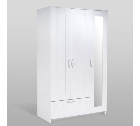 Шкаф Шведский Стандарт СИРИУС 3 двери и 1 ящик, 117x50x190 см, белый 2.02.01.030.1
