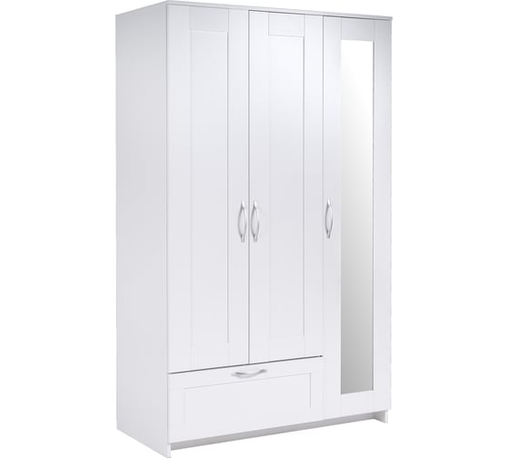 Шкаф Шведский Стандарт СИРИУС 3 двери и 1 ящик, 117x50x190 см, белый 2.02.01.030.1