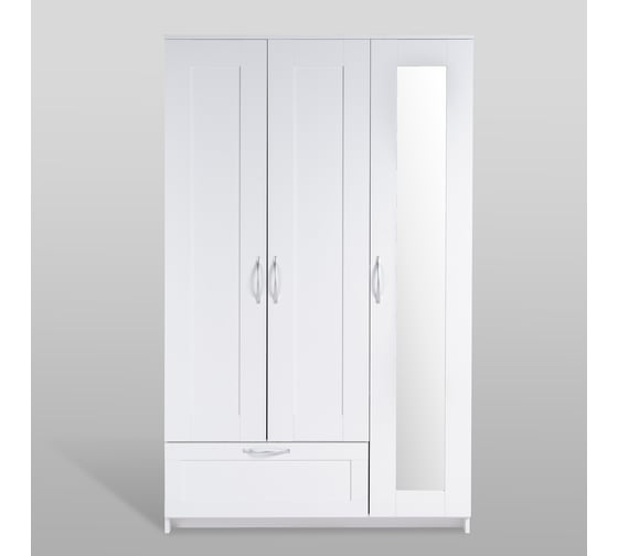 Шкаф Шведский Стандарт СИРИУС 3 двери и 1 ящик, 117x50x190 см, белый 2.02.01.030.1