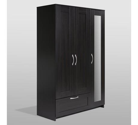 Шкаф Гуд ЛАКК СИРИУС 3 двери и 1 ящик 117x50x190 см, черный, дуб венге 2.02.01.030.5