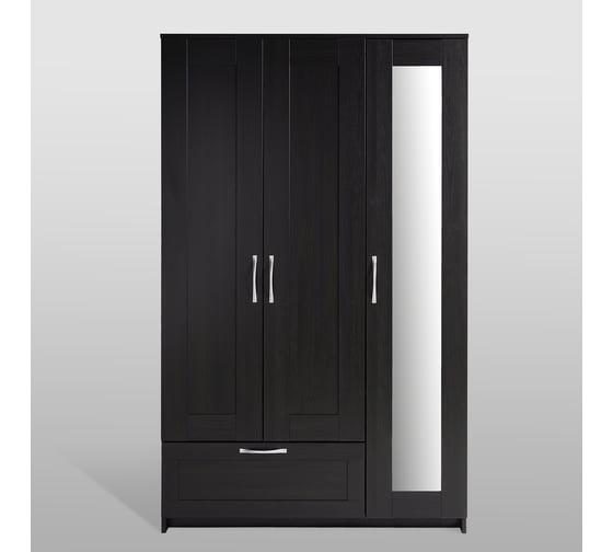 Шкаф Шведский Стандарт СИРИУС 3 двери и 1 ящик 117x50x190 см, черный, дуб венге 2.02.01.030.5