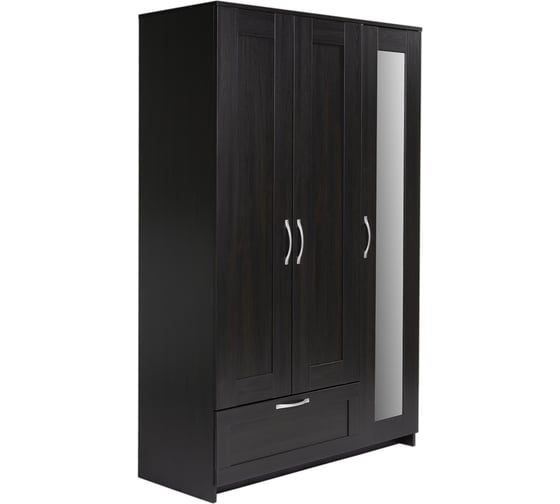 Шкаф Шведский Стандарт СИРИУС 3 двери и 1 ящик 117x50x190 см, черный, дуб венге 2.02.01.030.5