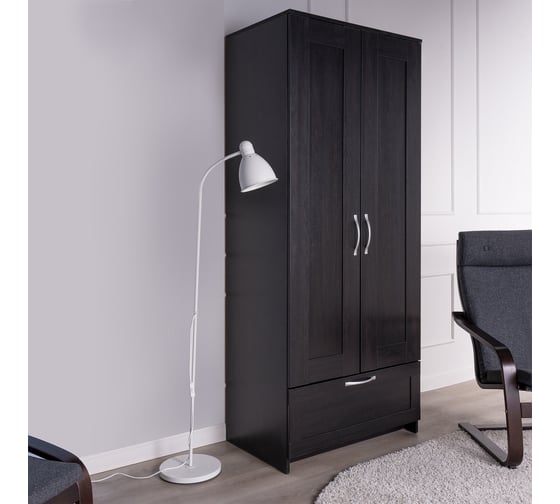 Шкаф Шведский Стандарт СИРИУС 2 двери и 1 ящик, 78x50x190 см, черный, дуб венге 2.02.01.020.5