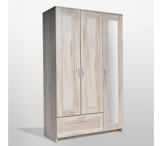 Шкаф Шведский Стандарт СИРИУС 3 двери и 1 ящик, 117x50x190 см, бежевый, дуб сонома 2.02.01.030.3