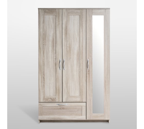 Шкаф Шведский Стандарт СИРИУС 3 двери и 1 ящик, 117x50x190 см, бежевый, дуб сонома 2.02.01.030.3