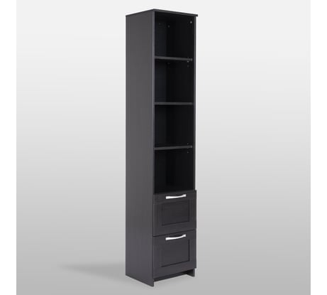 Стеллаж Гуд ЛАКК СИРИУС 2 ящика, 39x34x190 см, черный, дуб венге 2.02.07.140.5