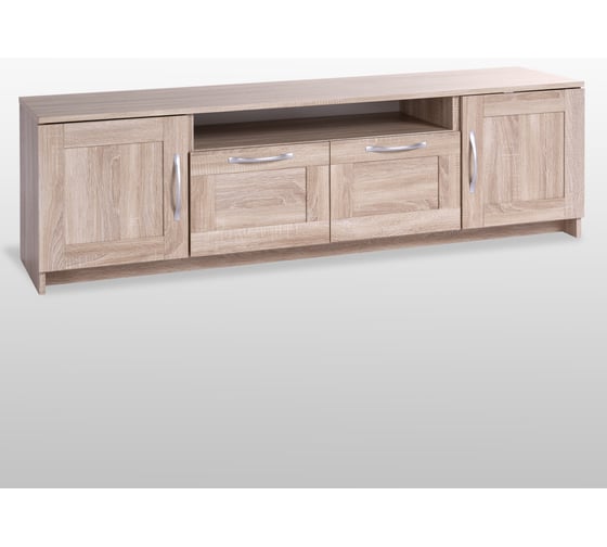 Тумба для ТВ Шведский Стандарт СИРИУС 2 двери и 2 ящика, 156x41x47 см, бежевая, дуб сонома 2.02.03.330.3