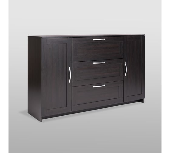 Тумба Шведский Стандарт СИРИУС 2 двери и 3 ящика, 156x41x94 см, черная, дуб венге 2.02.03.290.5
