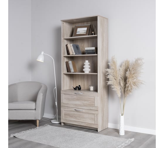Стеллаж Шведский Стандарт СИРИУС 2 ящика, 78x34x190 см, бежевый, дуб сонома 2.02.07.110.3