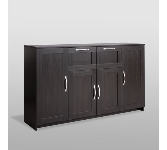 Тумба Шведский Стандарт СИРИУС 4 двери и 2 ящика, 156x41x94 см, черная, дуб венге 2.02.03.300.5