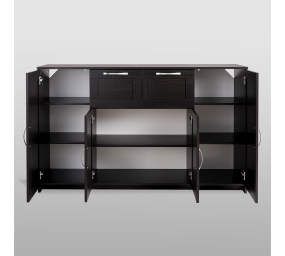 Тумба Шведский Стандарт СИРИУС 4 двери и 2 ящика, 156x41x94 см, черная, дуб венге 2.02.03.300.5