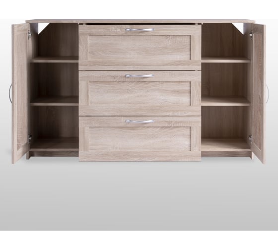 Тумба Гуд ЛАКК СИРИУС 2 двери и 3 ящика, 156x41x94 см, бежевая, дуб сонома 2.02.03.290.3