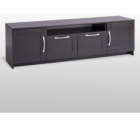 Тумба для ТВ Гуд ЛАКК СИРИУС 2 двери и 2 ящика, 156x41x47 см, черная, дуб венге 2.02.03.330.5