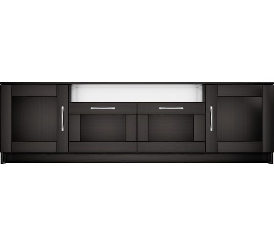 Тумба для ТВ Шведский Стандарт СИРИУС 2 двери и 2 ящика, 156x41x47 см, черная, дуб венге 2.02.03.330.5