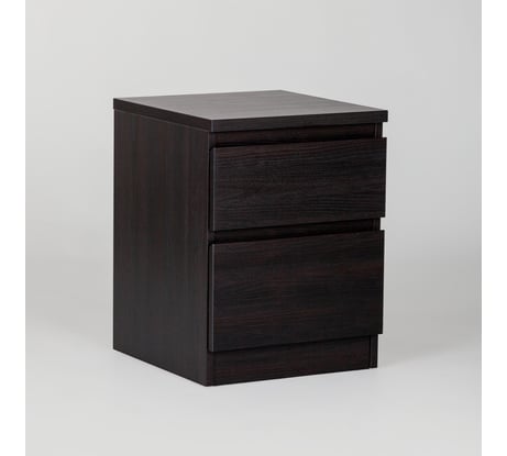 Прикроватная тумба Гуд ЛАКК КАСТОР 2 ящика, 39x37x49 см, черная, дуб венге 2.03.03.050.5