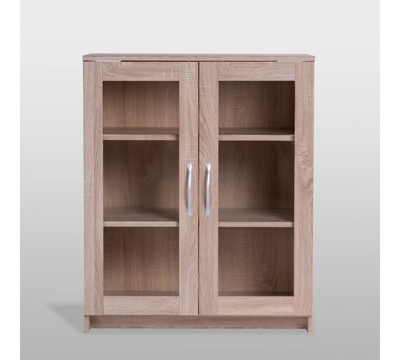 Тумба Гуд ЛАКК СИРИУС 2 двери со стеклом, 78x41x94 см, бежевая, дуб сонома 2.02.03.360.3