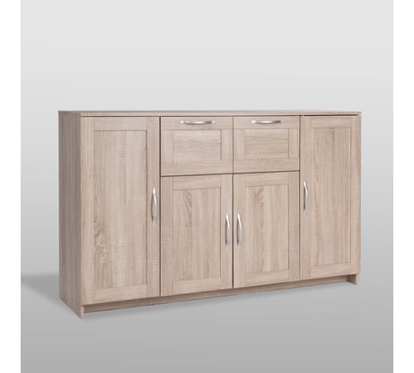 Тумба Гуд ЛАКК СИРИУС 4 двери и 2 ящика, 156x41x94 см, бежевая, дуб сонома 2.02.03.300.3