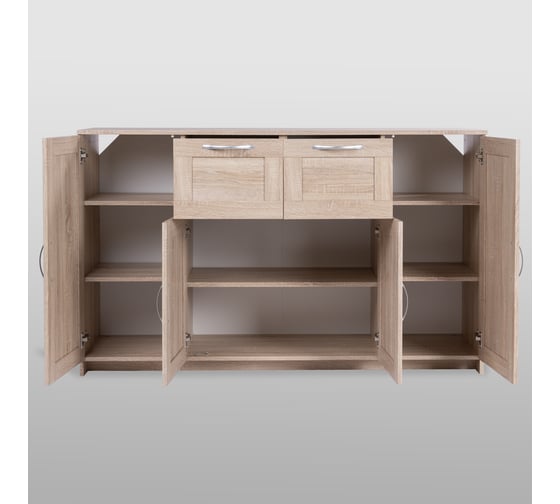 Тумба Шведский Стандарт СИРИУС 4 двери и 2 ящика, 156x41x94 см, бежевая, дуб сонома 2.02.03.300.3