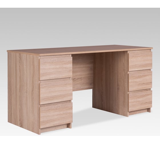 Письменный стол Шведский Стандарт КАСТОР 6 ящиков, 151x65x75 см, бежевый, дуб сонома 2.03.06.040.3