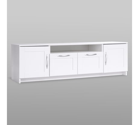 Тумба для ТВ Шведский Стандарт СИРИУС 2 двери и 2 ящика, 156x41x47 см, белая 2.02.03.330.1