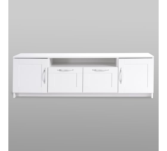 Тумба для ТВ Шведский Стандарт СИРИУС 2 двери и 2 ящика, 156x41x47 см, белая 2.02.03.330.1