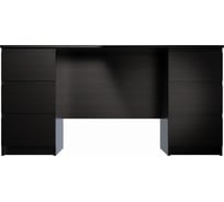 Письменный стол Шведский Стандарт КАСТОР 6 ящиков, 151x65x75 см, черный, дуб венге 2.03.06.040.5