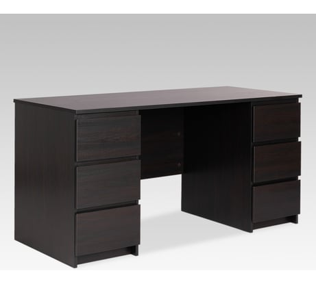 Письменный стол Гуд ЛАКК КАСТОР 6 ящиков, 151x65x75 см, черный, дуб венге 2.03.06.040.5