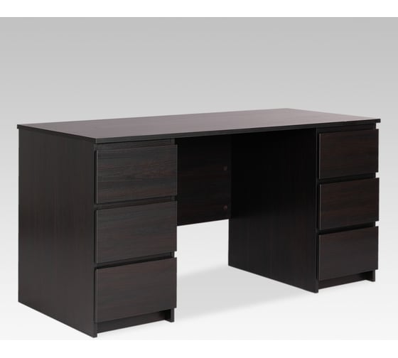 Письменный стол Шведский Стандарт КАСТОР 6 ящиков, 151x65x75 см, черный, дуб венге 2.03.06.040.5
