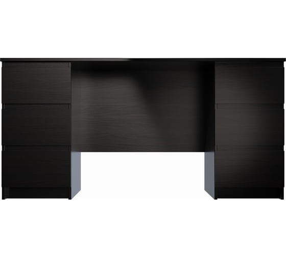 Письменный стол Шведский Стандарт КАСТОР 6 ящиков, 151x65x75 см, черный, дуб венге 2.03.06.040.5
