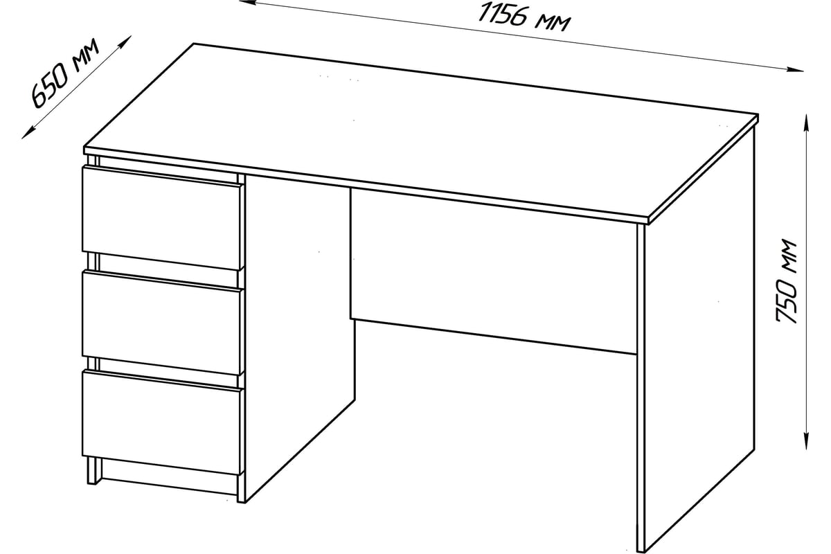 Письменный стол Шведский Стандарт КАСТОР 3 ящика, 115x65x75 см, белый  2.03.06.090.1 - выгодная цена, отзывы, характеристики, фото - купить в  Москве и РФ